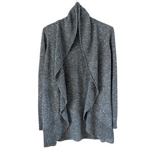 Torrid Cardigan Crochet Trim Cascade Front Size 00 M/L Heather Gray Long Sleeves